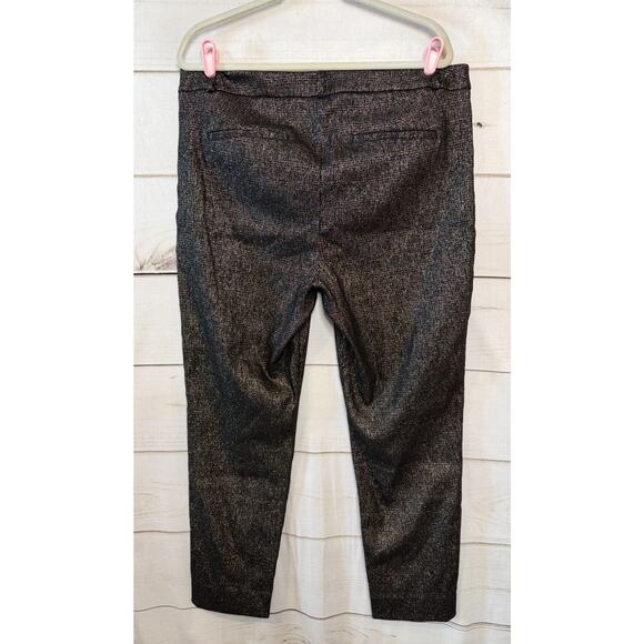 Banana Republic Sloan Pants Sz 16 Black Gold Shimmer Festive Holiday Party - Picture 2 of 6